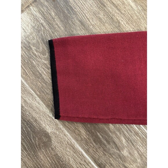 Kim Rodger’s Burgundy Black Buttons Ribbed Sweater 3-4sleeve Color block Holiday - Picture 6 of 11